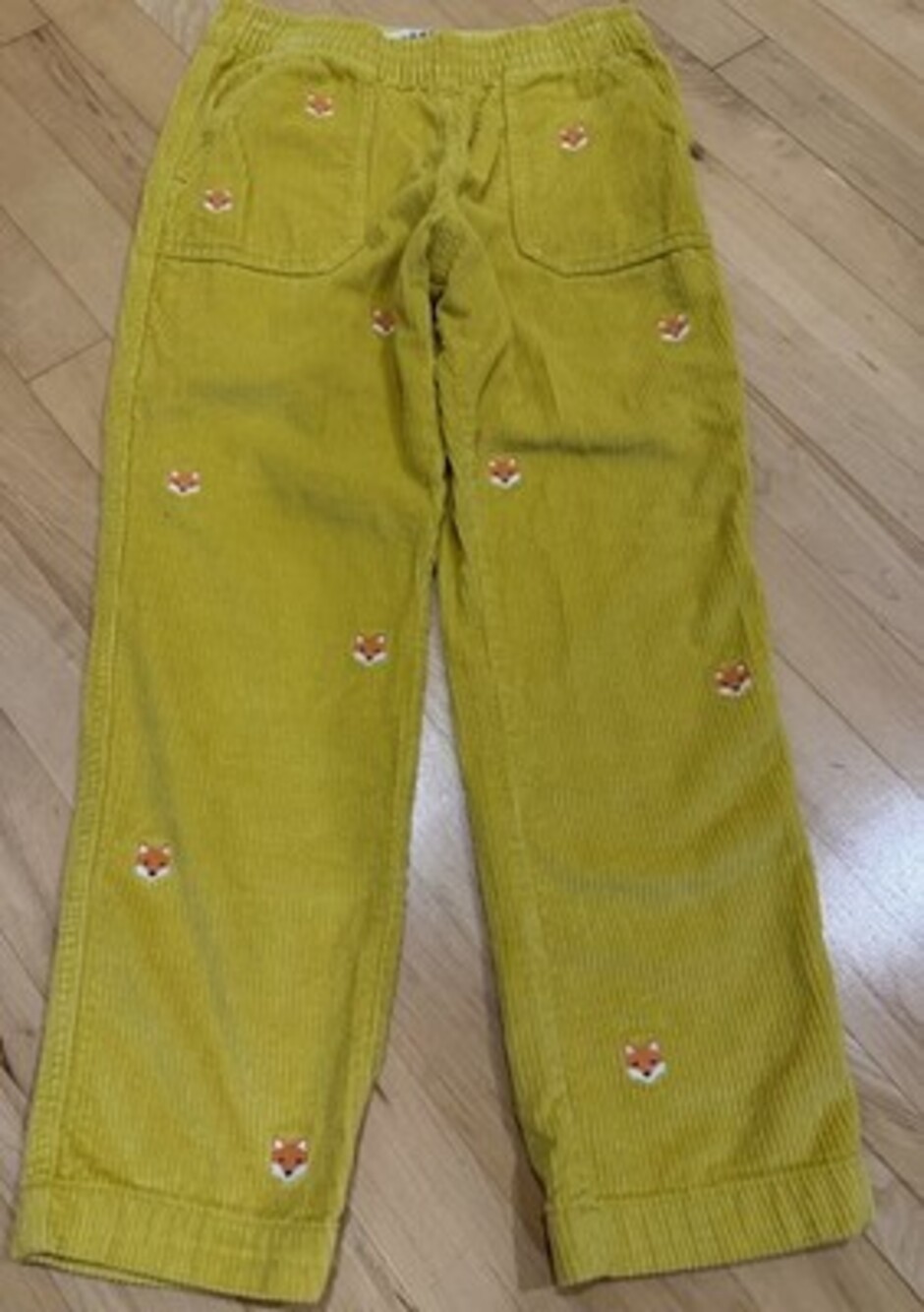 Mini Boden Yellow Corduroy Pants with Embroidered Fox Detail Size 8-9 EUC